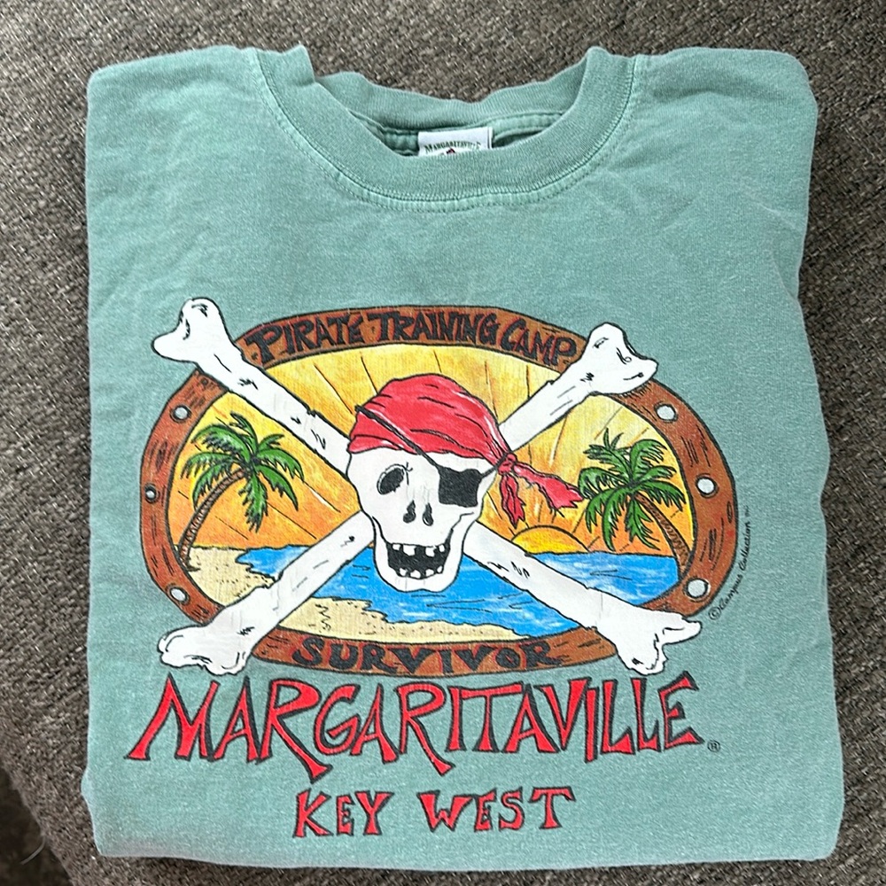 Jimmy Buffet Margaritaville Key West Kids Boys Green Large Short Sleeve Tee